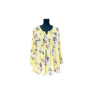 Torrid Yellow Floral Crinkle Chiffon Plus Size 4x Blouse